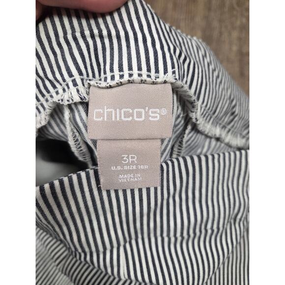 Chico's Black White Pinstripe Women's Dress Pants Size 3R - XL 16/18 - Picture 4 of 6